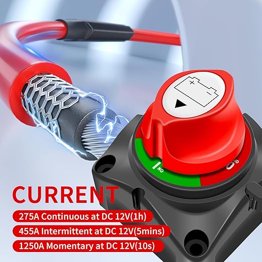 Battery Disconnect Switch 12V-48V DC 275A Battery Power Master Isolator Shut Off Switch for Marine Boat Car Truck Camper RV Trailer