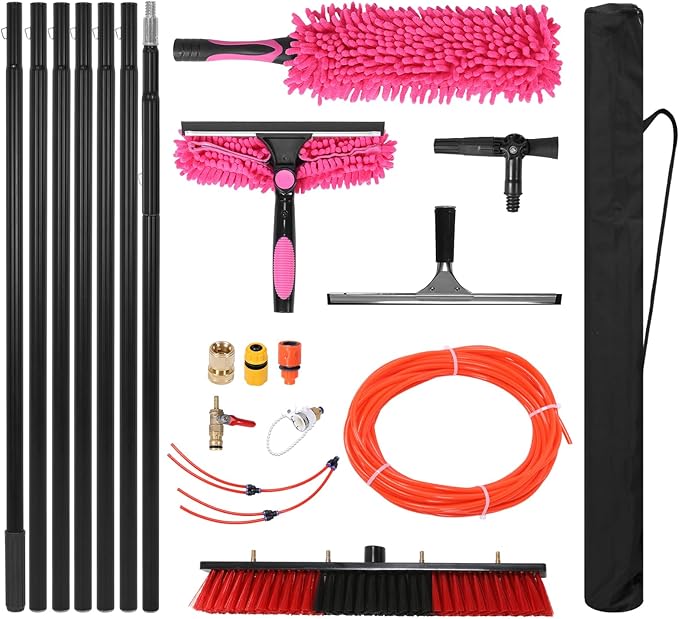 Solar Panel Cleaner Height Adjustable Extendable Solar Panel Washing Tool with 180° Rotating Brushhead for Solar Panel Roof Car