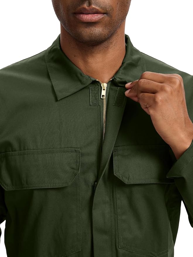 WORK IDEA Men's Coveralls Long Sleeve 100% Cotton Twill Workwear Jumpsuit Relaxed Fit