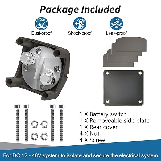 Battery Disconnect Switch 12V Master,12V-48V Battery Shut Off Switch 275Amps High Current for Car Marine Boat RV Vehicles(On/Off)