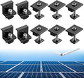 Anbte 10 PCS Solar Panels Brackets 35mm, Aluminium 6 x T-Shaped Mid Clamps + 4 x End Clamps, Solar Panel Mounting Brackets for Metal, Tin, Flat, Sheet Roofs, RV, Black
