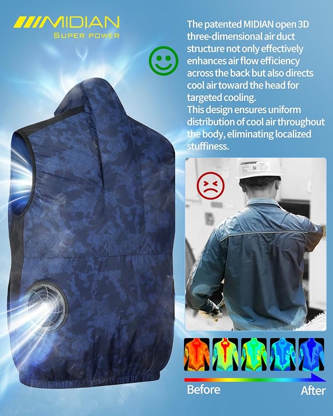 Air Conditioning Vest with 30V High-Power Fans 20000mAh Battery Cooling Workwear for Hot Summer Outdoor & Industrial Use