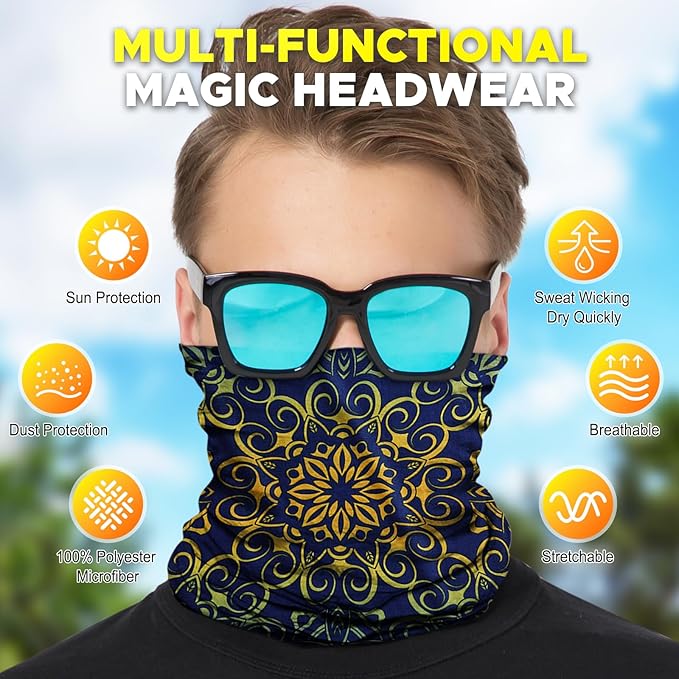 JOEYOUNG Headwear, Bandana, Neck Gaiter Head Wrap Headband Balaclava Magic Scarf