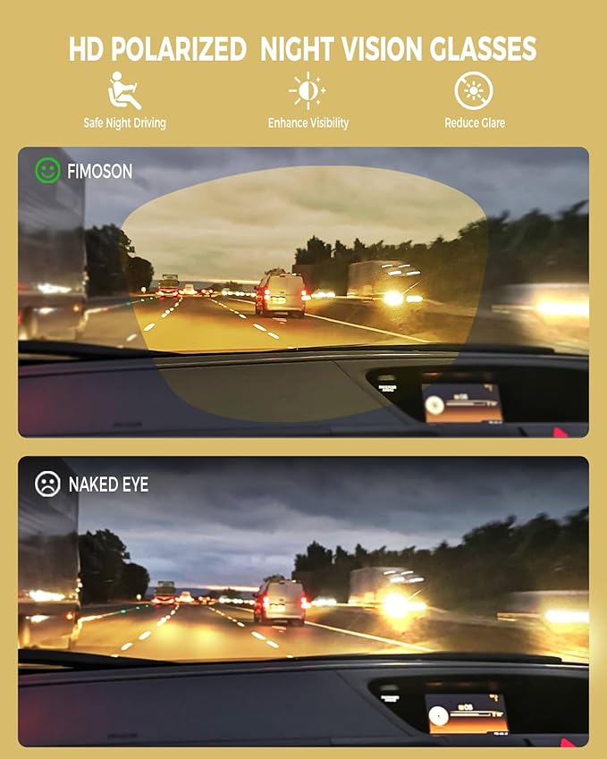 Night Driving Glasses for Men Women Anti Glare HD Polarized Night Vision Glasses for Driving