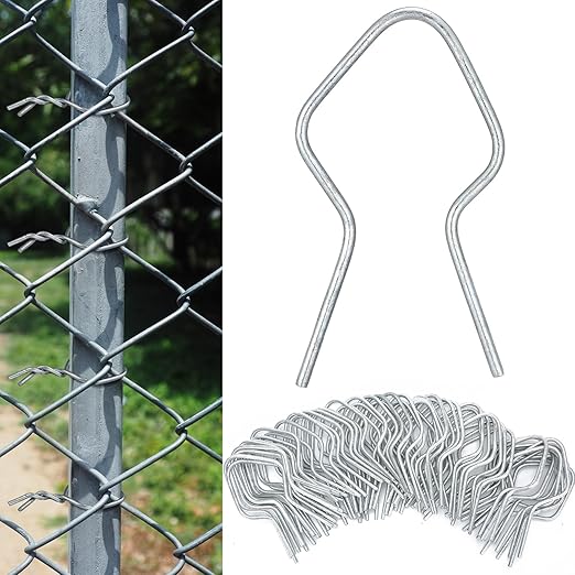 Hicarer 100 Pcs T Post Clips Metal Wire Fence Clips Galvanized Steel Tie Ez Twist Preformed Fencing Clip 11 Gauge Fence Ties for T-Posts/u-Posts (Sliver)