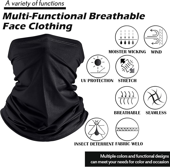 Geyoga Neck Gaiter Bandana Face Mask Summer UV Protection Cooling Breathable Face Mask Neck Scarf Balaclava for Men Women
