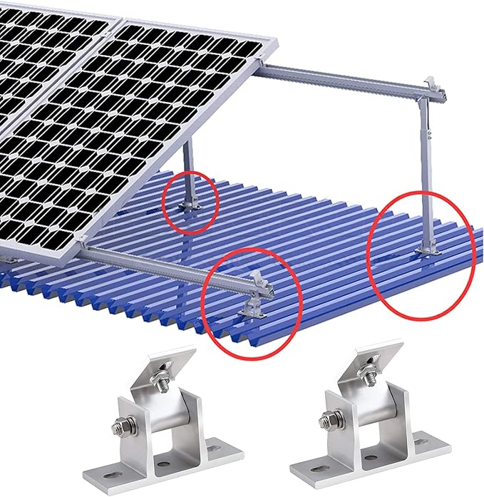 Adjustable Solar Panel Tilt Mount Bracket Base Solar Panel Roof Mount Stand Tilt Angle 10°-60° Individually Flat Roof Mount Holder for Roof Boat Flat Surface Installation