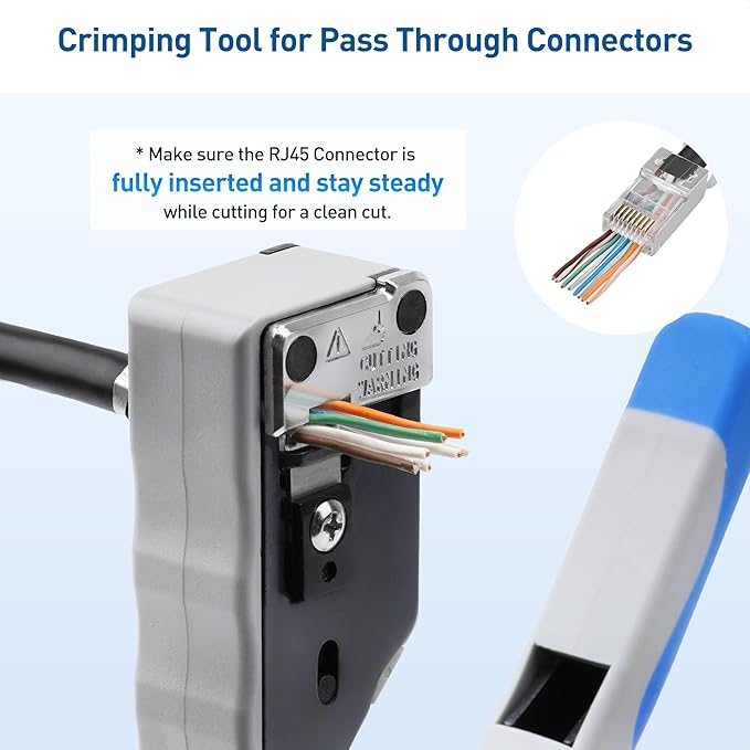 Cable Matters All-In-One Modular Ethernet Crimping Tool Cat 8 (Cat5 Cat6 Cat7 Cat8 Crimping Tool) for Shielded Pass-Through Connectors