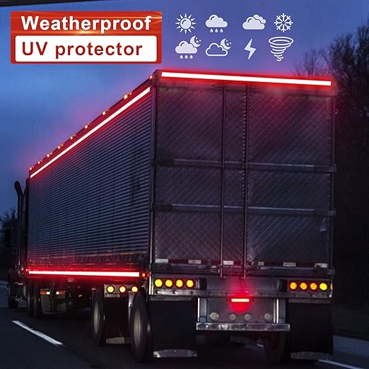 Reflective Tape, Waterproof Self Adhesive Dot Reflective Tape Outdoor Safety Caution Reflector for Trailers, Bikes, Cars（Red, 6 Inch x 32.8 Feet）