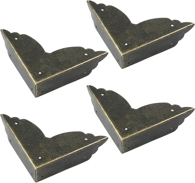 Bivethoi 8 Packs Bronze Box Corner Protectors, Edge Cover Safety Guard Furniture Decorative Metal Table Corner (2.76" x 0.79")