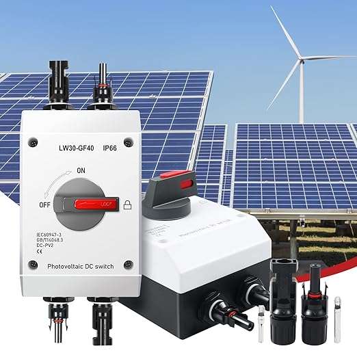 32A DC 1200V PV Solar Disconnect Switch, IP66 Waterproof & Lightning Protection & Anti-UV Solar Circuit Isolator Box for Solar Panels (International Standard: IEC60947-3)