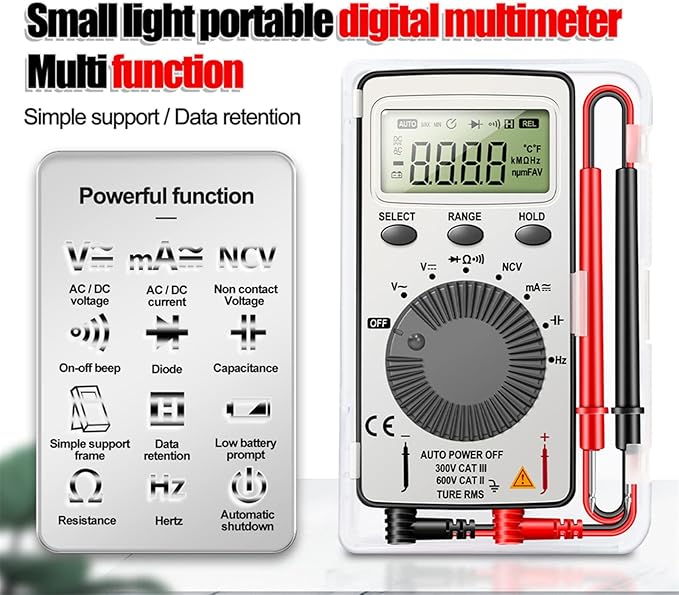 Digital Multimeter Auto-Ranging Voltmeter Tester Meter Voltage Meter Multifunctional Pocket Multi Tester with NCV- Contact Tester Electrical