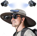 Solar Fan Hat with Mist, Mens Wide Brim Solar Power Fans Hat with Built in Fan, USB Solar Charging for Outdoor Fishing