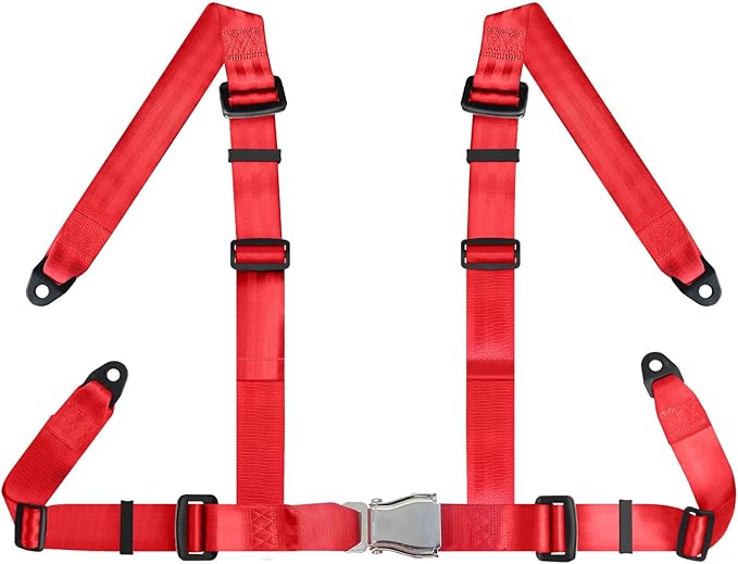 Yakitoko Universal 4 point Safety Harness Set 2" Fits Go Kart,UTV,ATV,Racing Red