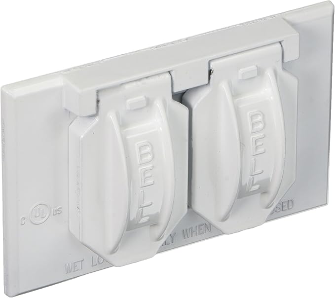 Hubbell-Raco 5180-1 2-Hole Weatherproof Device Cover, 4-9/16 in L X 2-13/16 in W X 1 in T, White
