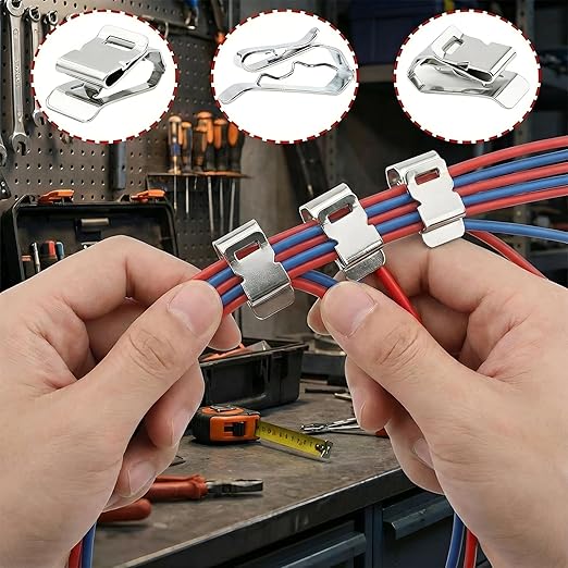 1000-PACK SUS304 Wire Cable Clips, S Wire Management Clips for (1) 12-Gauge USE-2 to (2) 10-Gauge PV-1000V Wires, Fits Solar Frame LED Lights on Roofs Fencing Trailer