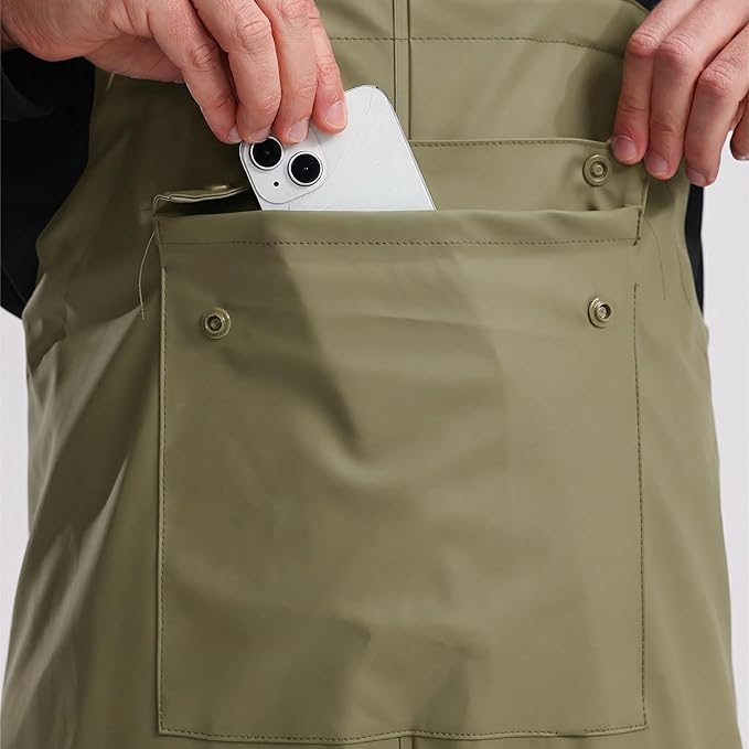 Men's Waterproof Workwear Bib Overalls - Heavy Duty Stretchable Rain Bibs for Fishing & Outdoor Work
