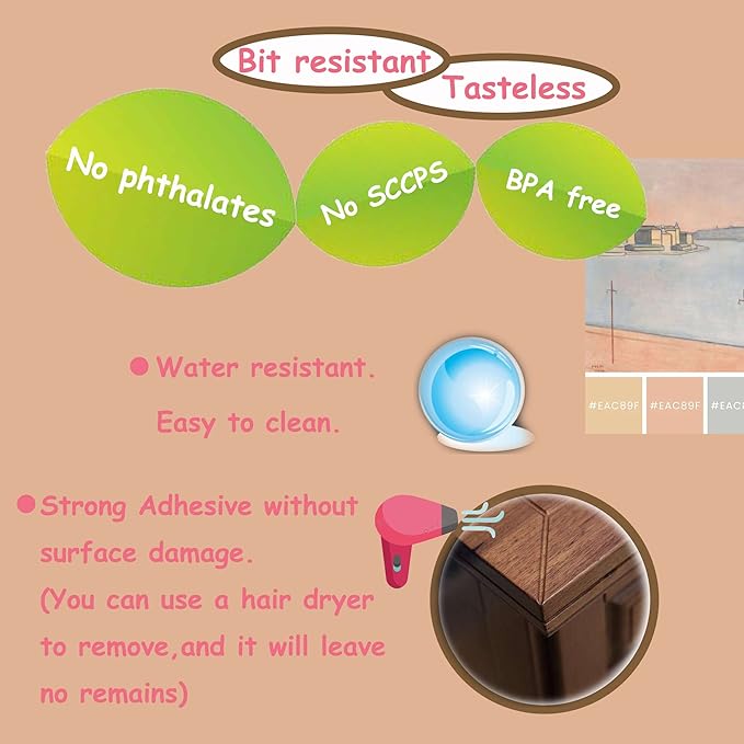 4Pcs Large(Length: 1.7inch) Silicone Corner Protector Baby Proofing,Table Corner Protectors for Baby,Strong Adhesive T Shaped Baby Head Protector Table Corner Protectors for Furniture