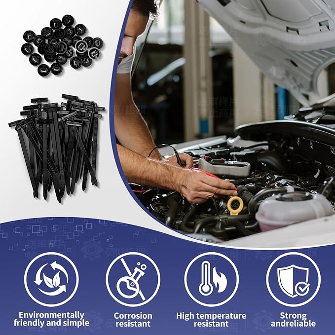 120 Pcs Nylon Universal Cable Tie Buckle - New Multifunctional Heavy Duty Self-Locking Zip Ties with Pin & Button Plastic Tool Fasteners Car Body UV Resistant Zipties for Car Daily Repair (120)