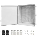 LeMotech Electrical Box, IP67 Waterproof Hinged Cover Stainless Steel Latch Junction Box, ABS Plastic Electrical Enclosure with Mounting Plate,Wall Brackets, Cable Glands,24.8"x20.8"x9.8",Grey