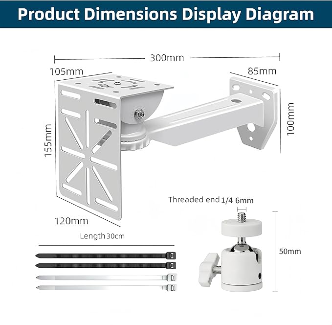 Security Camera Mount System - Modular 3-in-1 Adjustable Outdoor/ Indoor Bracket for Wall/Ceiling Flat Surface Mounting | Fit CCTV, Flood Lights, Solar Panels