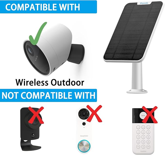 4W Solar Panel Charging Compatible with SimpliSafe Outdoor Security Camera only, with 13.1ft Waterproof Micro-USB Head Charging Cable, IP65 Weatherproof,Includes Secure Wall Mount(White)