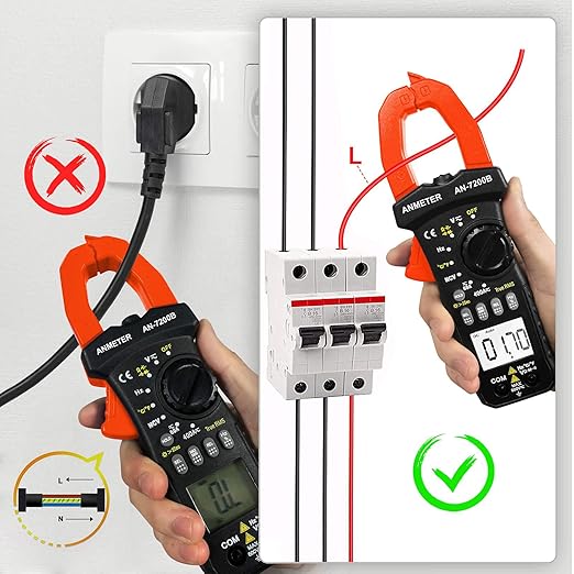 AIOMEST Digital Clamp Meter, TRMS 6000 Counts Multimeter NCV Tester for AC/DC Voltage Current Capacitance Temp Frequency Resistance Measuring with Backlit AI-7200B
