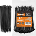 8 Inch Black Zip Ties (5000 Pack), 35 LBS Tensile Strength, Self-Locking Nylon PA66 UV Resistant Cable Ties for Indoor and Outdoor Use