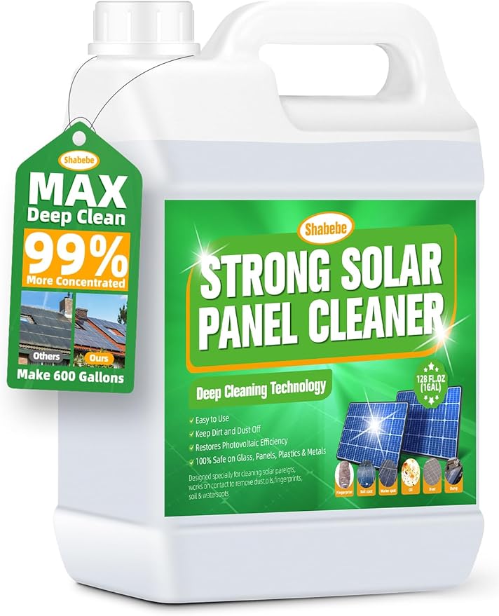 Solar Panel Cleaner 1 Gallon (Makes 600 Gallons) – Ultra Concentrated Cleaner & Max Deep Clean Formula, Multi-Surface & Safe for Solar Panels, Glass, Stainless Steel & More, Streak-Free