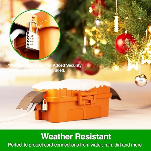 Flemoon IP55 Small Outdoor Electrical Box Waterproof (Inner 5.9 x 3.2 x 1.8inch), Extension Cord Cover with Detachable Awning Covers for Plug, Outlet, Holiday Lights, Orange