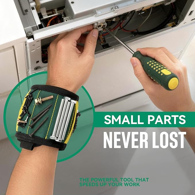 Magnetic Tool Wristband with 3 LED Flashlights Heavy Duty Oxford Belt for Holding Screws Nails Bits Cool Gifts for Men Dad Husband Him