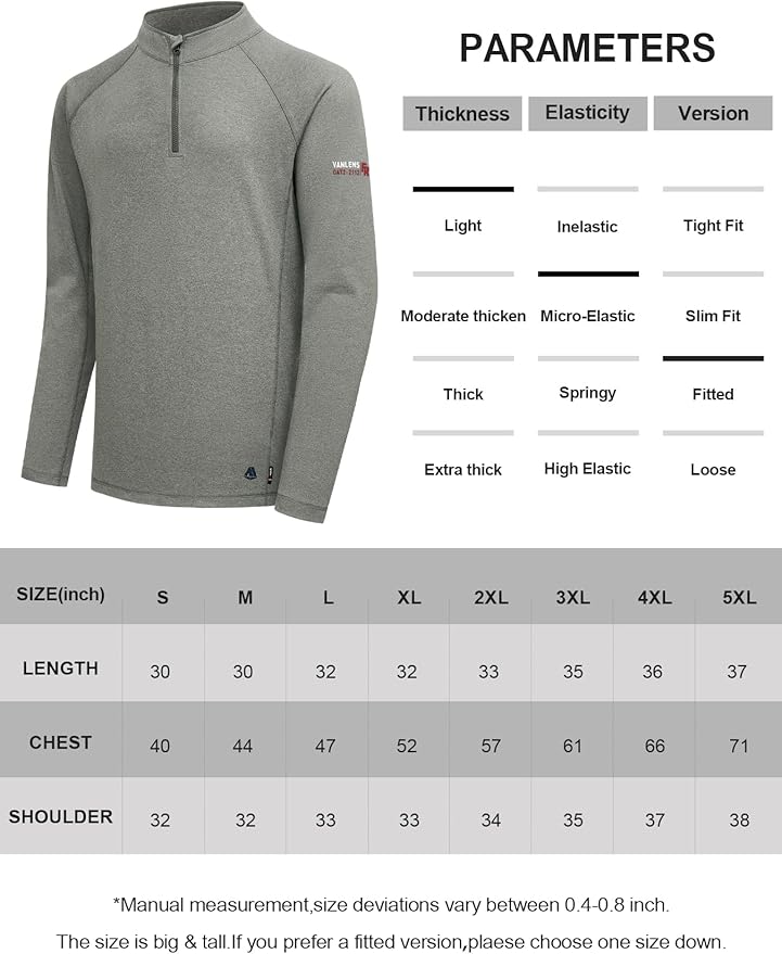 FR Shirts for Men Flame Resistant Shirt CAT2 Quarter Zip Up Pullover 1/4 Zip 5.5oz Light Weight