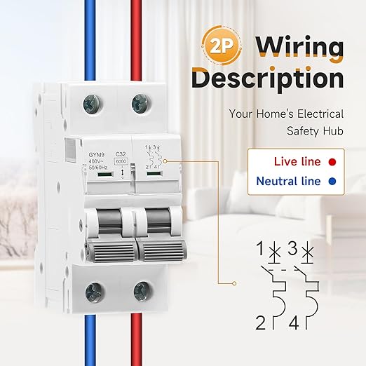 10 Amp Miniature Circuit Breaker AC 120V/240V, 2 Pole Solar Disconnect Switch, DIN Rail Mount Circuit Breaker, Thermal Magnetic Trip, RV Battery Isolator, PV System MCB, CE Certified C10