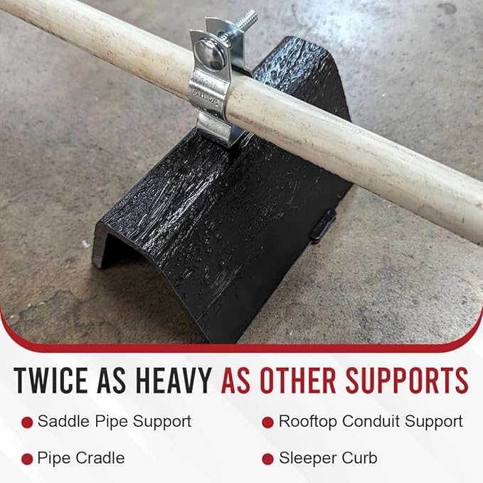 BULLKE USA-Made Rooftop Pipe Support CTL - 6" Heavy Duty - 250 lbs Capacity - Pipe Cradle & Conduit Support - 100% Recycled Plastic - 4 Pack