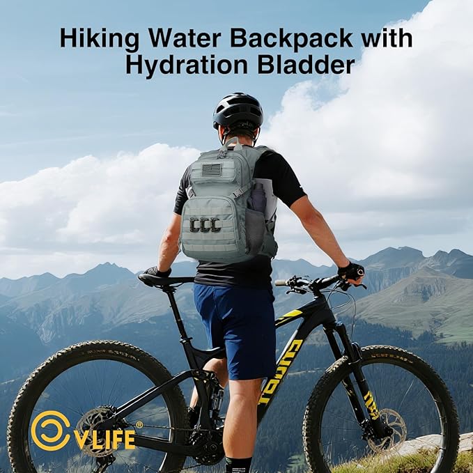 CVLIFE Hydration Backpack with 3L TPU Tactical Water Bladder, 22L Hiking Backpack for Men Women, Heavy Duty Molle Water Backpack with Multiple Compartments for Cycling Running Hunting Camping