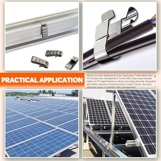 60 Pieces Stainless Steel Cable Clips kit with 34 mm 23mm 14mm Wiring Frame Clip PV Module Wire Management for Solar Application Trailer Boat Auto