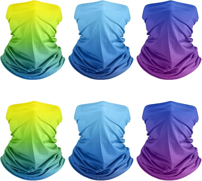Geyoga 6 Pieces Summer UV Protection Cooling Neck Gaiter Face Clothing Neck Gaiter Mask Scarf Sunscreen Breathable Bandana