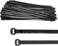 150pcs Push Mount Zip Ties 8 inch, Self Locking Straps Cable Zip Tie with Stainless Steel Metal Tooth Locking Device Heavy Duty Nylon Zip Tie Clips (8", Black)