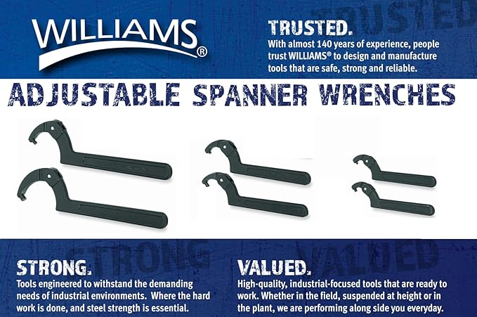 Williams JHWWS-476 6-Piece Adjustable Pin Spanner Wrench Set, Ideal for Adjusting Collars, Lock Nut Rings, and Bearings