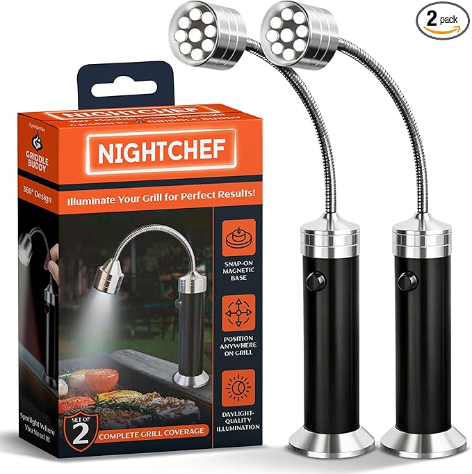 Night Chef Magnetic Grill Light – Ultra-Bright BBQ Lamp with 360° Gooseneck – Weatherproof Outdoor Light, Great Gift for Campers & Grill Lovers