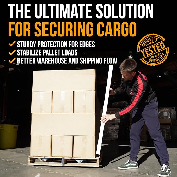 24" x 2" x 2" Reinforced Cardboard Edge Protectors, White (Pack of 200) – 0.16" Thick Heavy-Duty Cardboard Corner Protectors for Shipping – American Quality V-Board Pallet Edge Guard