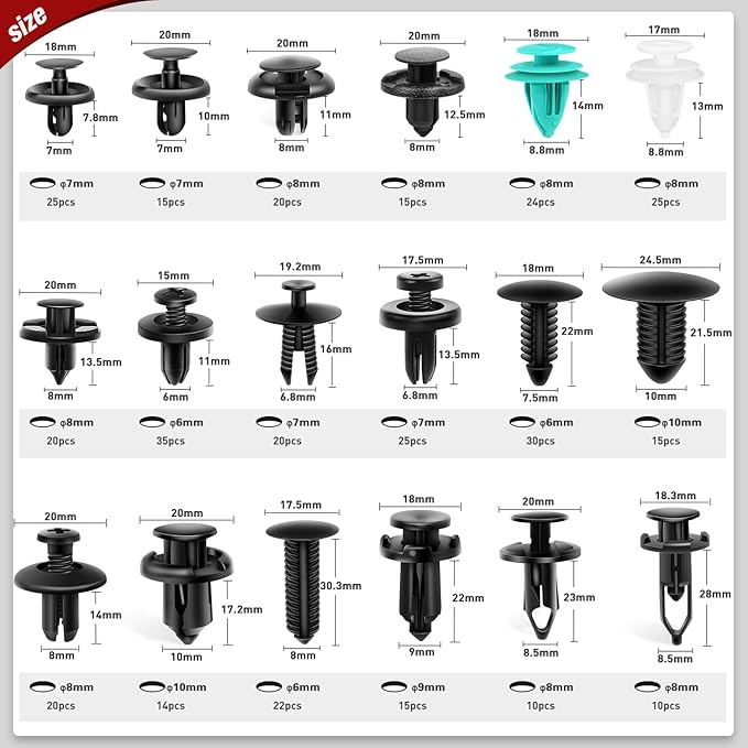 Nilight 820Pcs Car Push Retainer Clips & Auto Fasteners Assortment -36 Most Popular Nylon Bumper Fender Rivets and Remover for Ford GM Toyota Honda Chrysler BMW Benz Nissan Subaru Audi Mazda