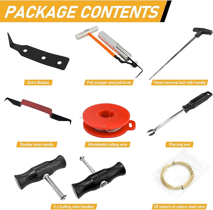 9Pcs Windshield Removal Tool Kit for Classic Vintage Car, Molded Windscreen Remover Kit