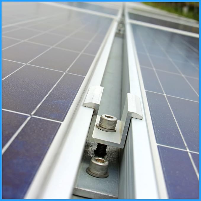 Zhengmy 48 Pack Solar Panel Mid Clamps 1.06 Inch Solar Panel Bracket Aluminium Mounting Accessories Aluminum Solar Mid Clamp for Solar Panel Mounting Solar Panel Mid Clamp