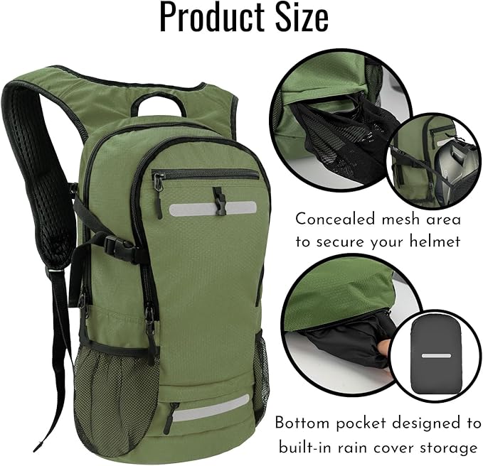 Zavothy 20L Multipurpose Hiking Backpack with 3L Water Bladder – Durable Hydration Backpack with Insulated Bladder Compartment, Hidden Helmet Holder & Rain Cover – for Hiking, Commuting, and Camping