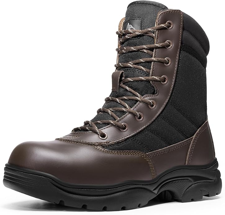 NORTIV 8 Steel Toe Boots for Men Safety Industrial & Construction Military Work Boots Slip Resistant ASTM F2413-18, TROOPER-STL