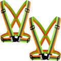 Reflective Safety Vest 2pcs - High Visibility Vest Adjustable Straps for Outdoor Jogging, Cycling, Walking and Riding