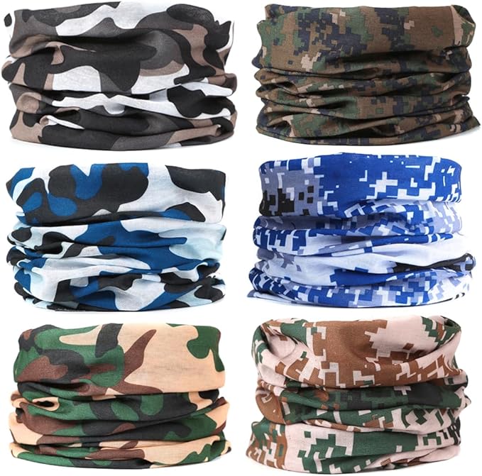 6-Pack Balaclava Face Mask for Men & Women - UV Protection Neck Gaiter, Multi-Use Cycling Mask & Breathable Headband