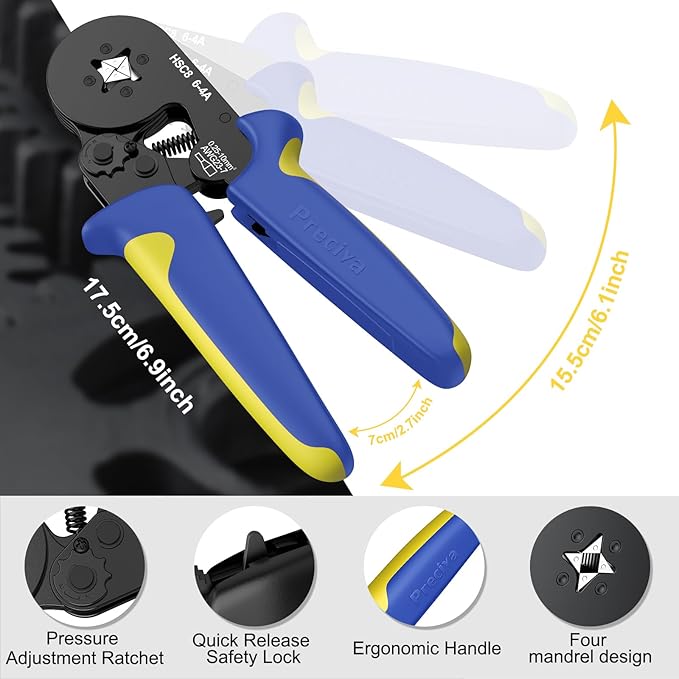 Preciva Ferrule Crimping Tool Kit with 2000PCS Wire Connectors, AWG23-7 Self-adjustable Ratchet Wire Crimping Tool Kit Crimper Plier Set (Blue)