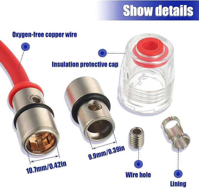 BOJACK 8 Gauge AWG 1ft Power Wire with 20 Amp AGU Fuse Holder for Car Audio, Alarm, Amplifier, Compressors, Waterproof Inline Fuse Holder 20A（Pack of 2）